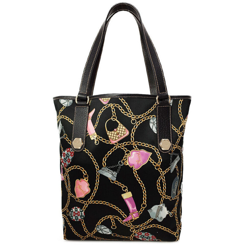 GUCCI Chain Tote Bag Black Charmy